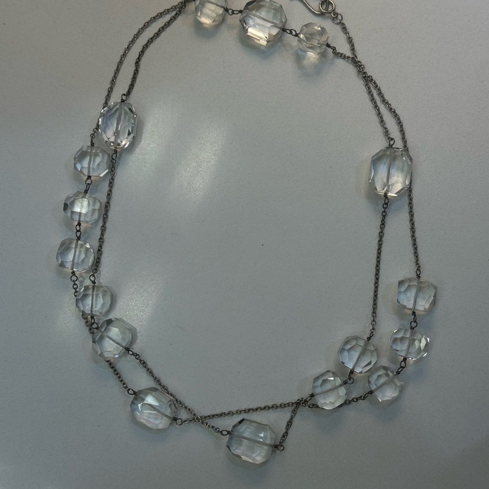 Dominique Cohen Silver Necklace with Clear Accents Matching Earrings EUC Target - Picture 8 of 13